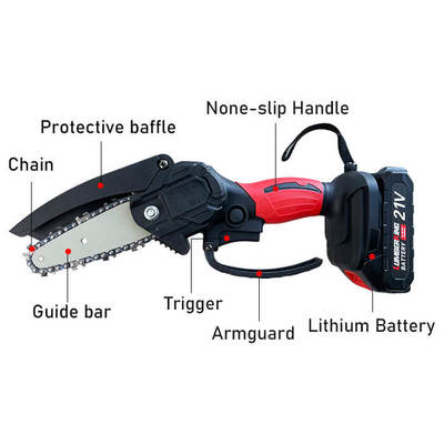 Brushless Mini Chainsaw 6-Inch Cordless with 2 Battery - 21V Handheld Electric Small Power Chain Saws