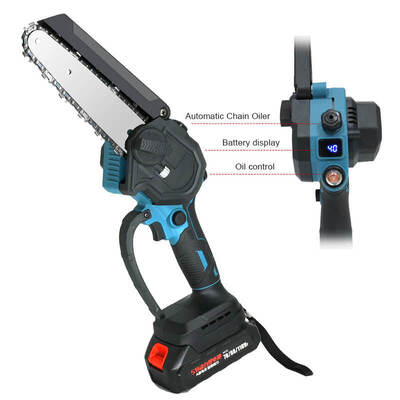 Mini 6 Inch Electric Chainsaw Cordless Battery Powered With Oil Pump Lightweight For Wood Cutting